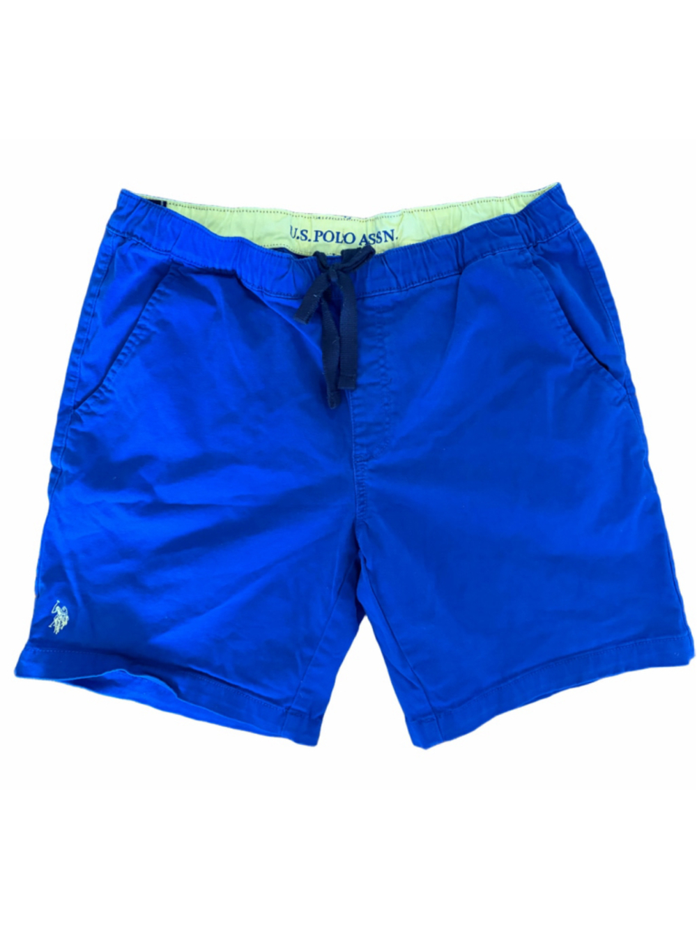 Men's U.S. Polo Assn. Flat Front Shorts, Size L, Blue and Yellow